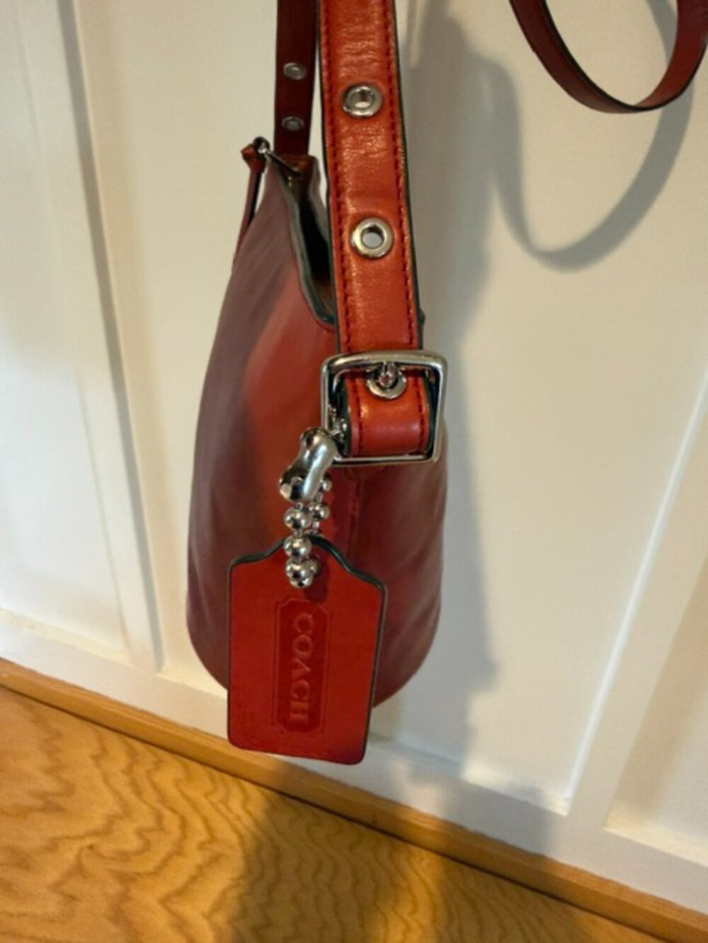 Coach Bleecker 32281 Reddish Orange Leather Mini Duffle Crossbody - Picture 6 of 10